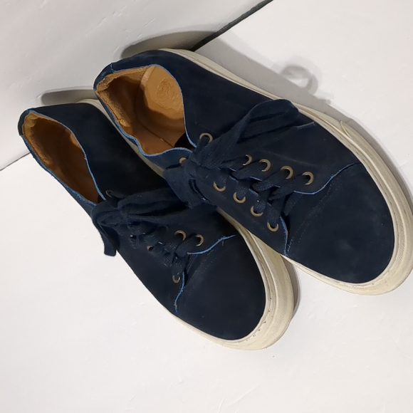 Vince Camuto dark Blue Leather laces shoes Sneakers men size 9.5 - Picture 2 of 9